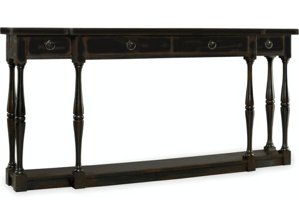 Sanctuary Four-Drawer Thin Console Ebony Console Tables Hooker Furniture