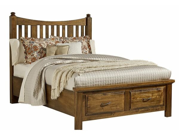Artisan & Post Maple Road Slat Poster Antique Amish Bed With Storage Footboard Beds Vaughan Bassett