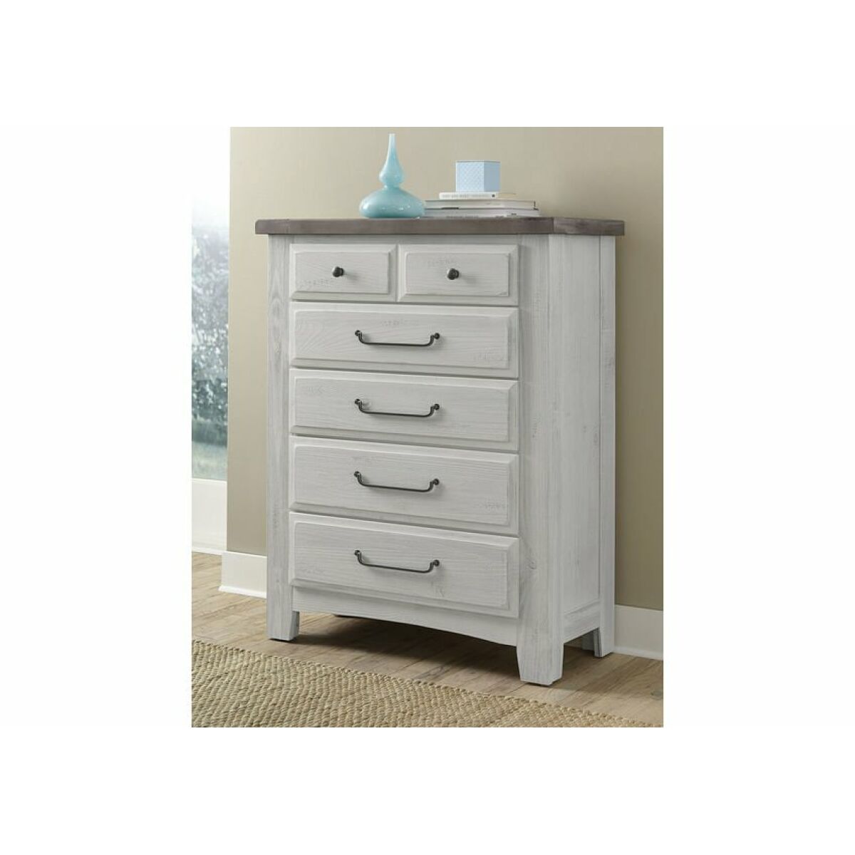 Sawmill 5-Drawer Storage Chest Alabaster 2-Tone Chests Vaughan Bassett 6