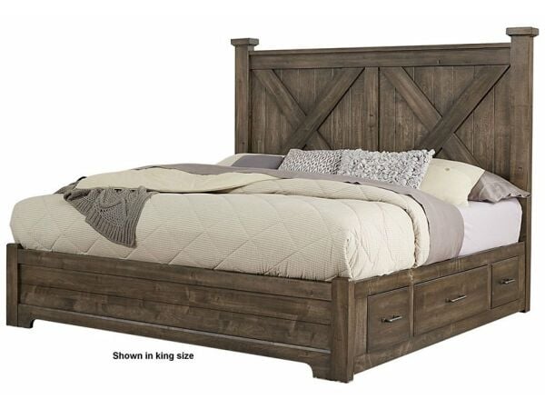 Artisan & Post Cool Rustic Mink X Bed with 1 Side Storage Beds Vaughan Bassett