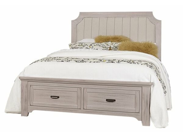 LMCO Home Bungalow Upholstered Storage Bed In Queen & King Grey/Folkstone Beds Vaughan Bassett