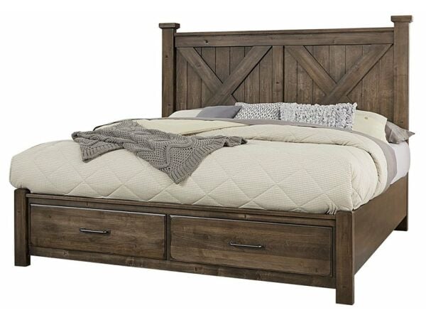 Artisan & Post Cool Rustic Mink X Bed with Footboard Storage Beds Vaughan Bassett