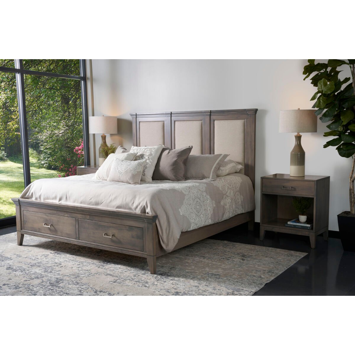 Champagne King Crown Panel Bed With Upholstered Panels Beds Amish 4