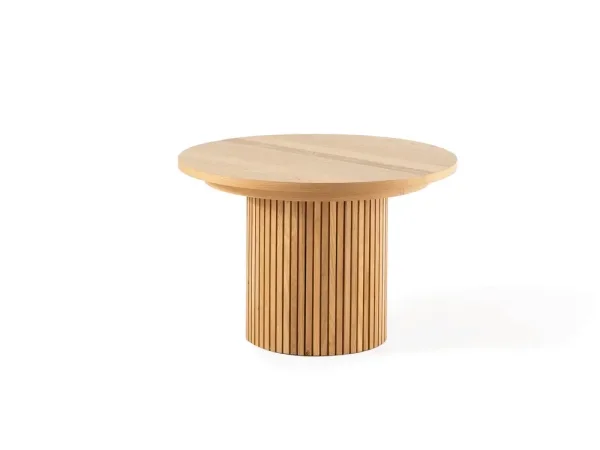 Transformer Round Extendable Dining Table & 4 Stackable Chairs In Scandinavian Oak - Image 2