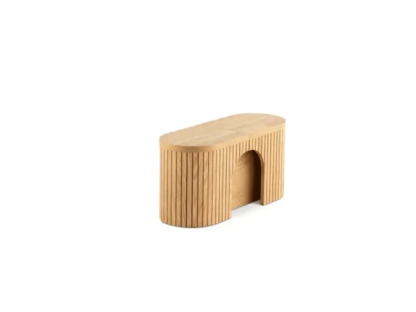 Transformer Round Extendable Dining Table, 4 Stackable Chairs & Bench In Scandinavian Oak - Image 3