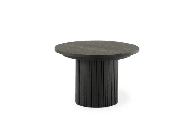 Transformer Round Extendable Dining Table, 4 Stackable Chairs & Bench In Smoked Hickory Dark Gray - Image 2