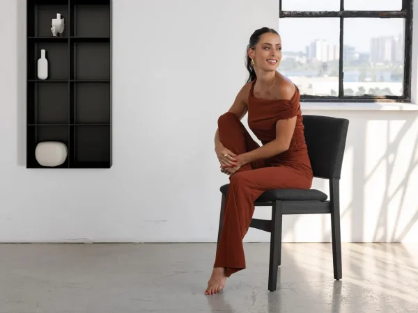 Transformer Stackable Side Chair In Smoked Hickory Dark Gray & Onyx - Image 6
