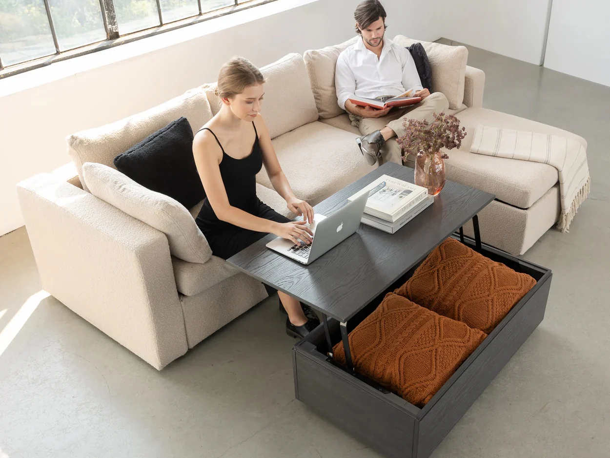 Transformer Lift Top Coffee Table In Smoked Hickory Dark Gray - Image 7