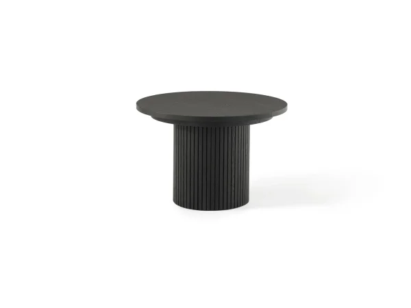 Transformer Round Extendable Dining Table, 4 Stackable Chairs & Bench In Smoked Hickory Dark Gray - Image 3