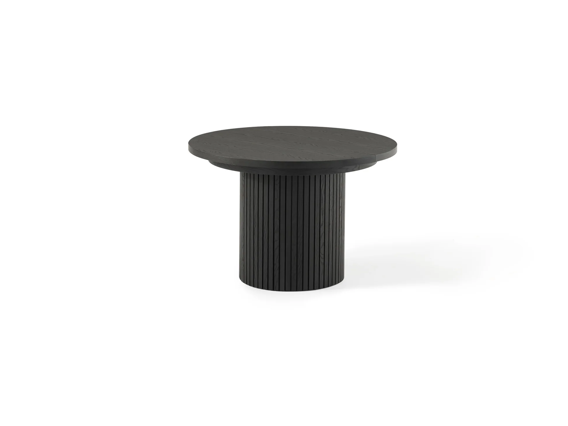 Transformer Round Extendable Dining Table, 4 Stackable Chairs & Bench In Smoked Hickory Dark Gray - Image 3