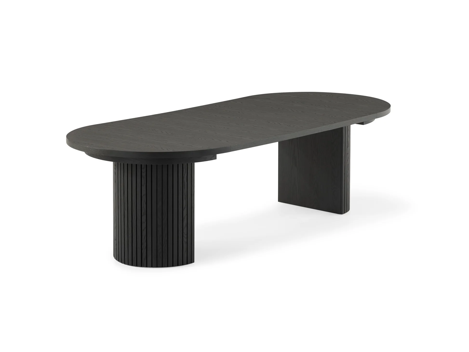 Transformer Round Extendable Dining Table, 4 Stackable Chairs & Bench In Smoked Hickory Dark Gray - Image 1