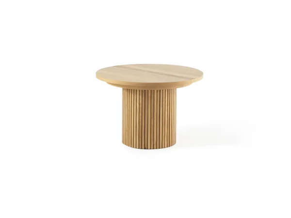 Transformer Round Extendable Dining Table & 4 Stackable Chairs In Scandinavian Oak - Image 9