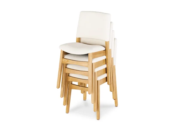 Transformer Extendable Dining Table, 4 Stackable Chairs & Bench In Scandinavian Oak - Image 5