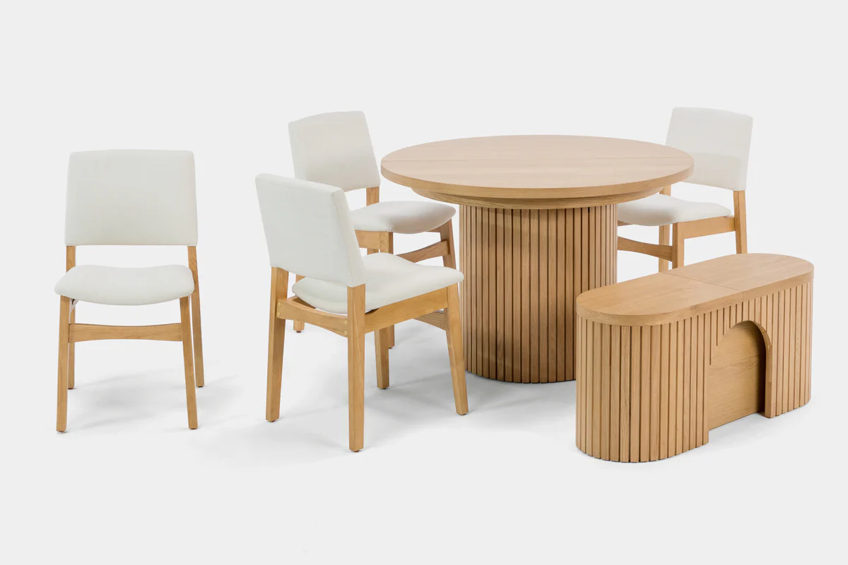 Transformer Round Extendable Dining Table In Scandinavian Oak - Image 4
