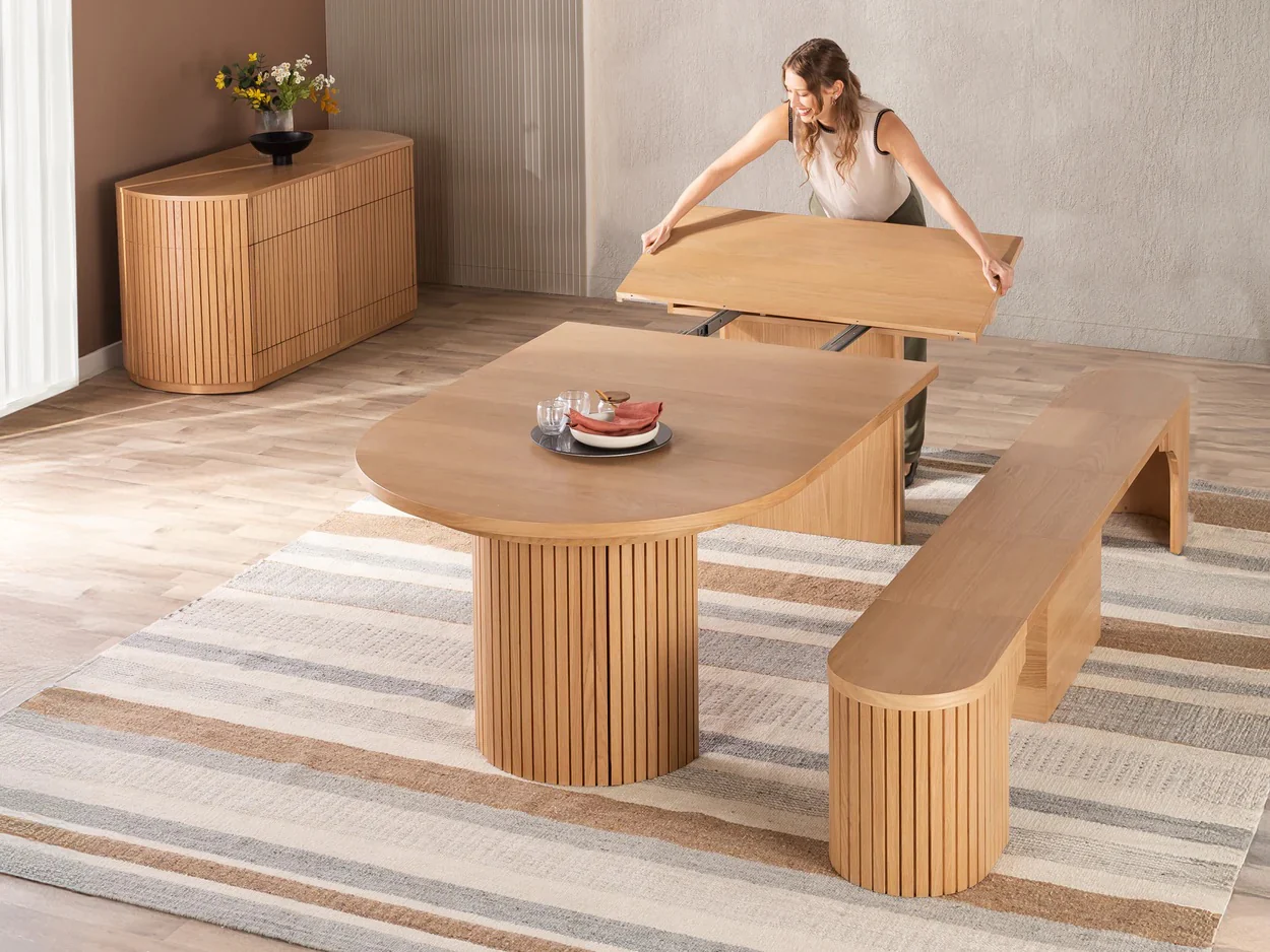 Transformer Round Extendable Dining Table In Scandinavian Oak - Image 7