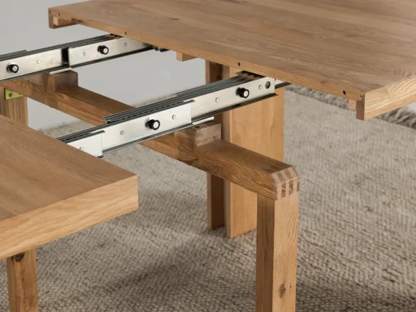 Transformer Extendable Dining Table, 4 Stackable Chairs & Bench In Scandinavian Oak - Image 10