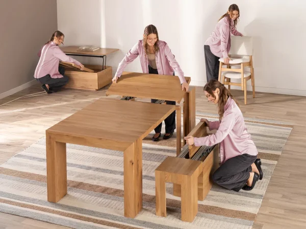 Transformer Extendable Dining Table In Scandinavian Oak - Image 5