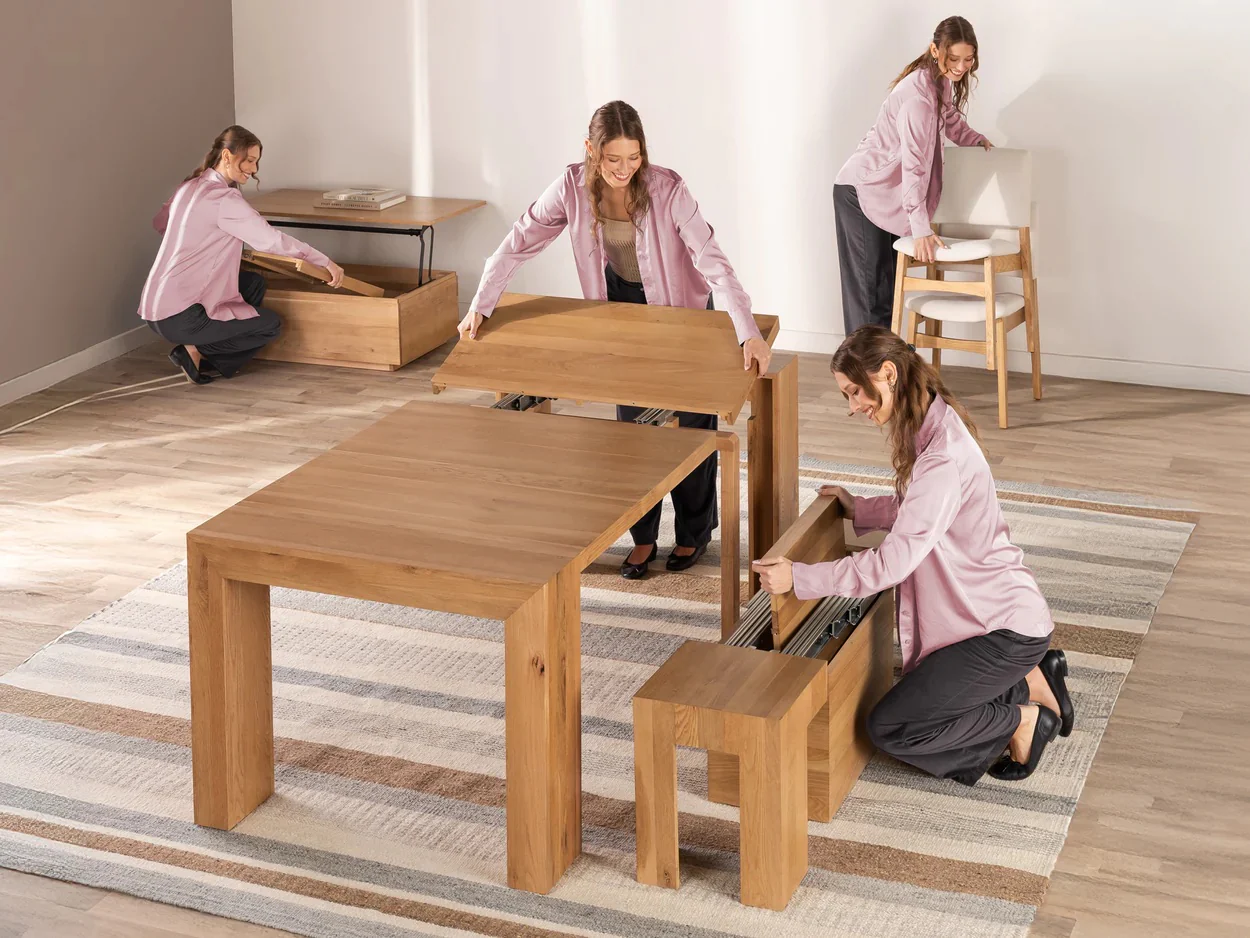 Transformer Extendable Dining Table In Scandinavian Oak - Image 5